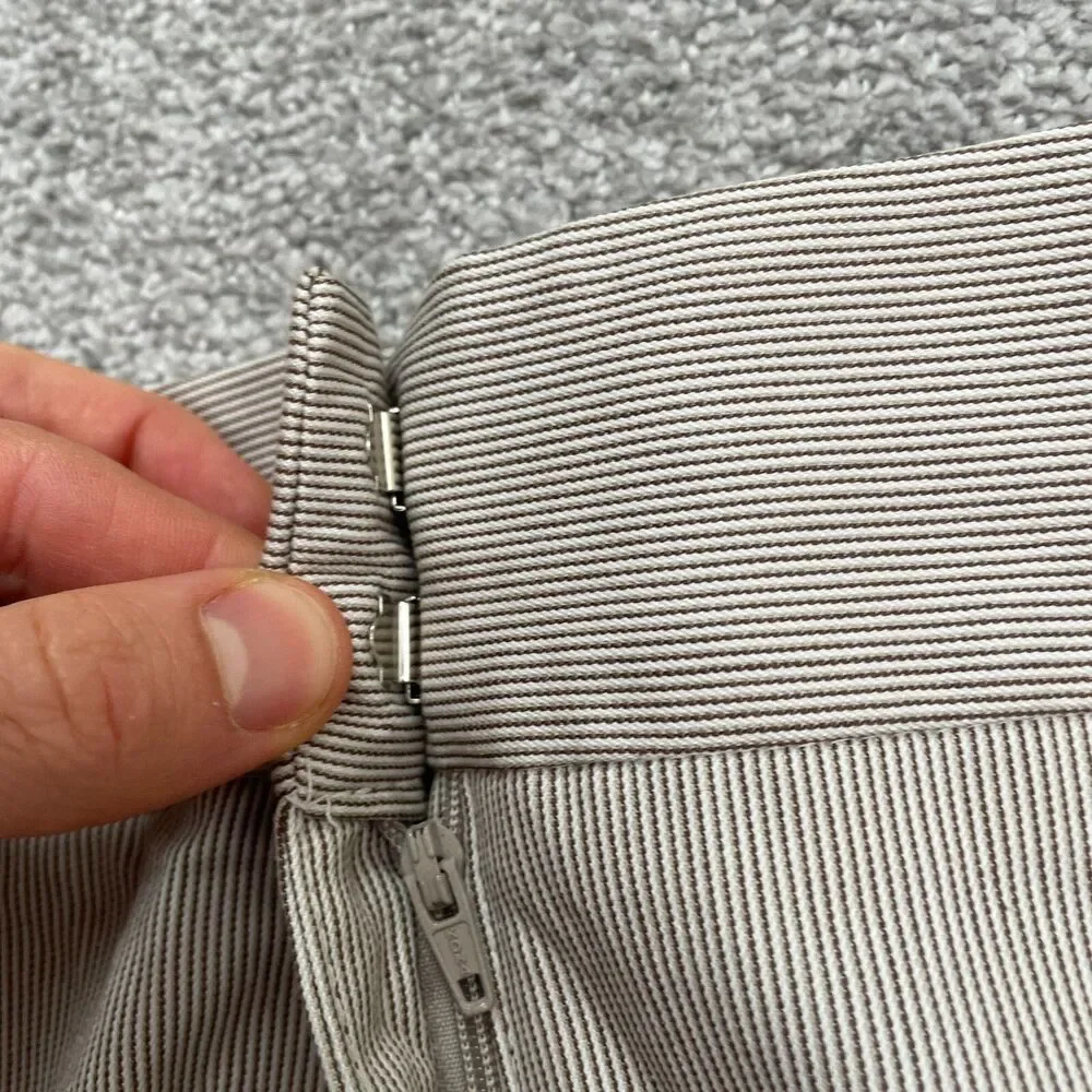 Courtenay High Rise Bermuda Dress Shorts Womens 14W White Brown Pinstriped NWT